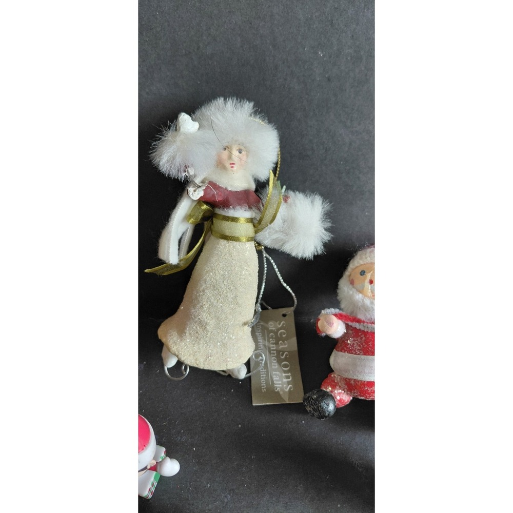 vintage midcentury flocked felt Santa doll Collection ornament Christmas Holiday - Picture 5 of 12